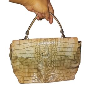 Claudia Firenze Italy Croc-Embossed Leather Tan Satchel Handbag   52